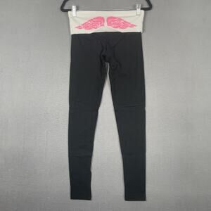 Victorias Secret Leggings Womens Small Fold Over Yoga Pants Pink Wings Y2K